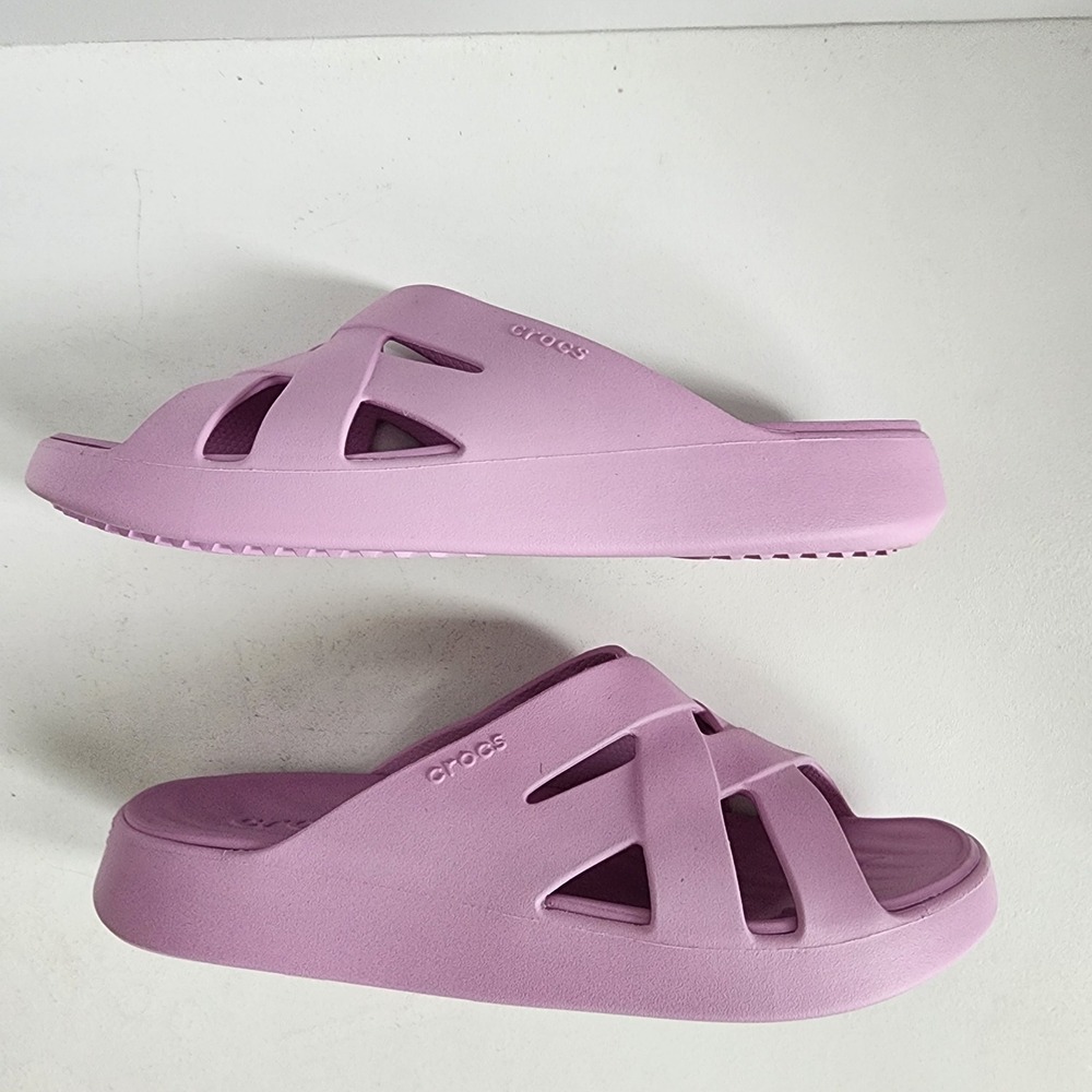 Crocs Getaway Weave Lilac Purple Platform Slide Sandals Womens Size 6 NEW - Picture 5 of 9